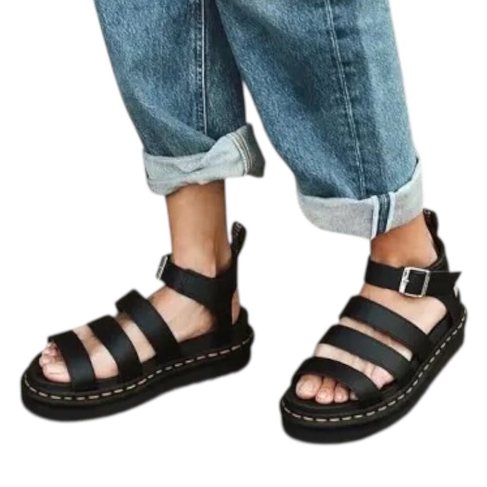 Dr. Martens Blaire Platform Sandal Women's Black Size 9 US Black Strappy Classic